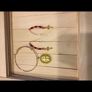 Earrings and bracelet.